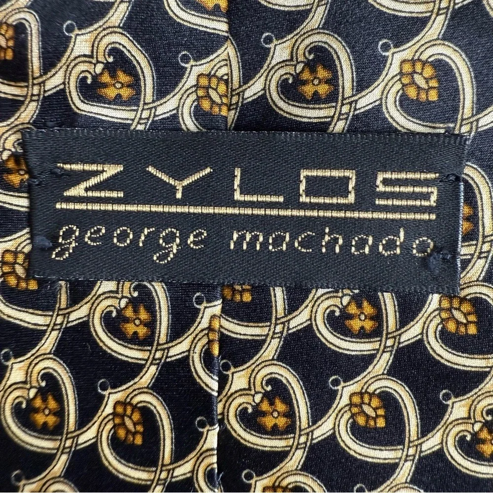 Zylos George‎ Machado Silk Set of 4 Ties Black, Red, Gold Patterns Men's EUC